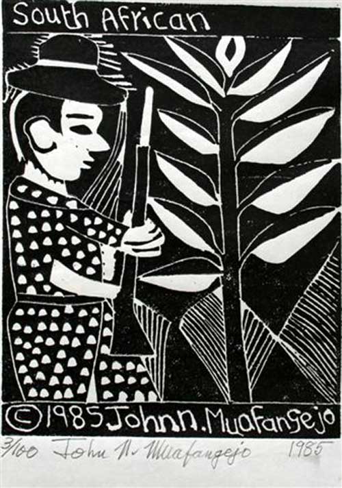 Linocut print by John Muafangejo